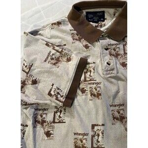 Wrangler Western Shirt Men's Polo XL Wrangler Pattern S/S 100% Cotton